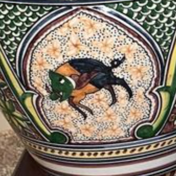 Portuguese Authentic Hand Painted Signed Urn Vases w Lids Vintage - Picture 3 of 7